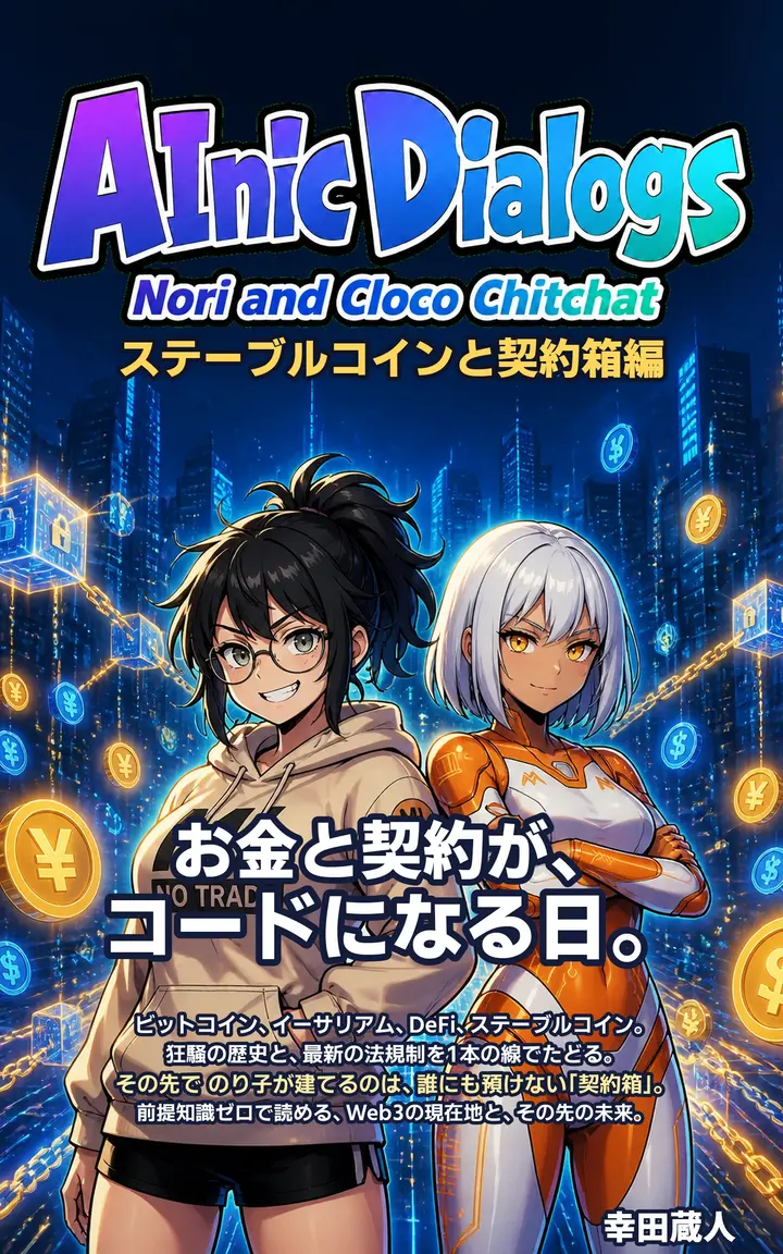 書籍「AInic Dialogs ステーブルコインと契約箱編」表紙