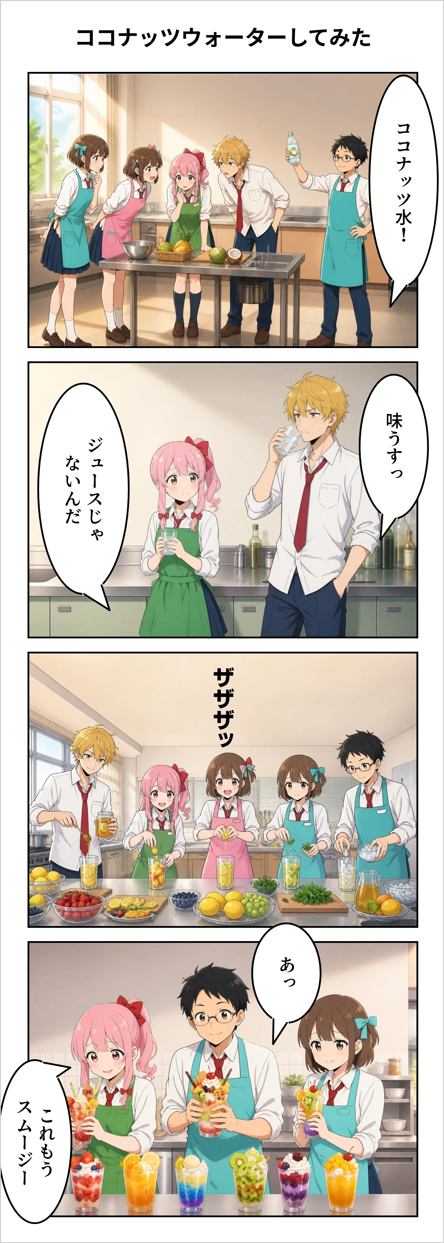 【4コマ】第62話: ココナッツウォーターしてみた