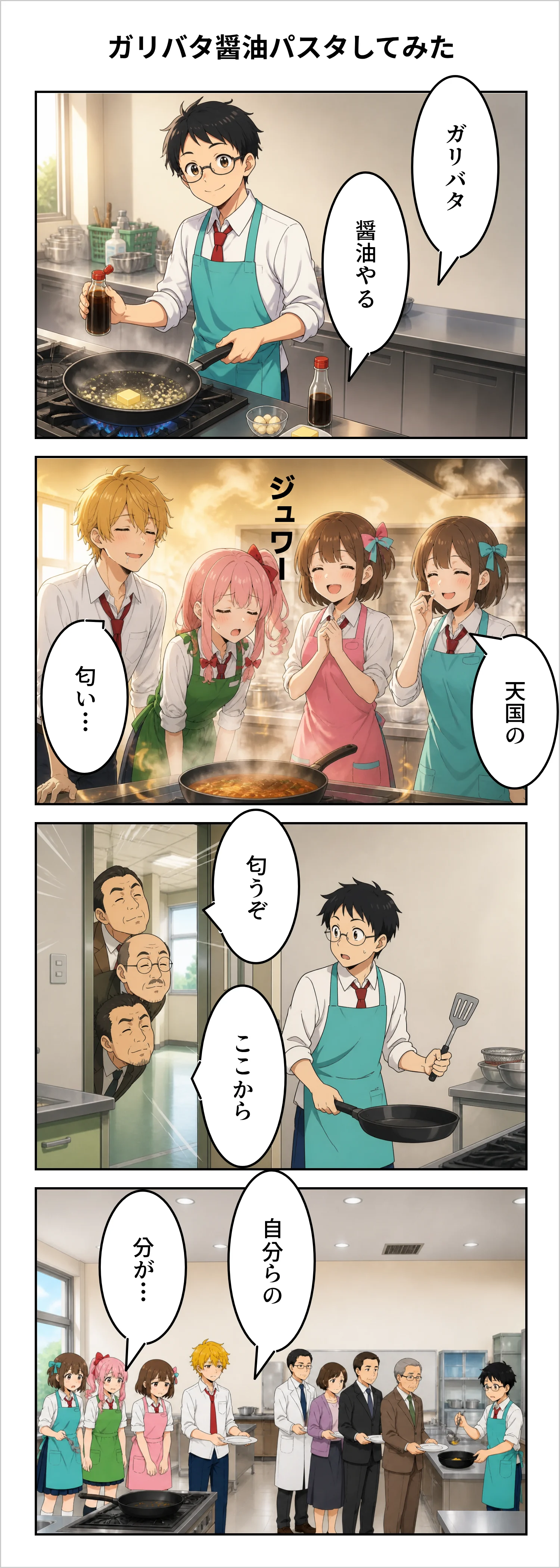 【4コマ】第72話: ガリバタ醤油パスタしてみた