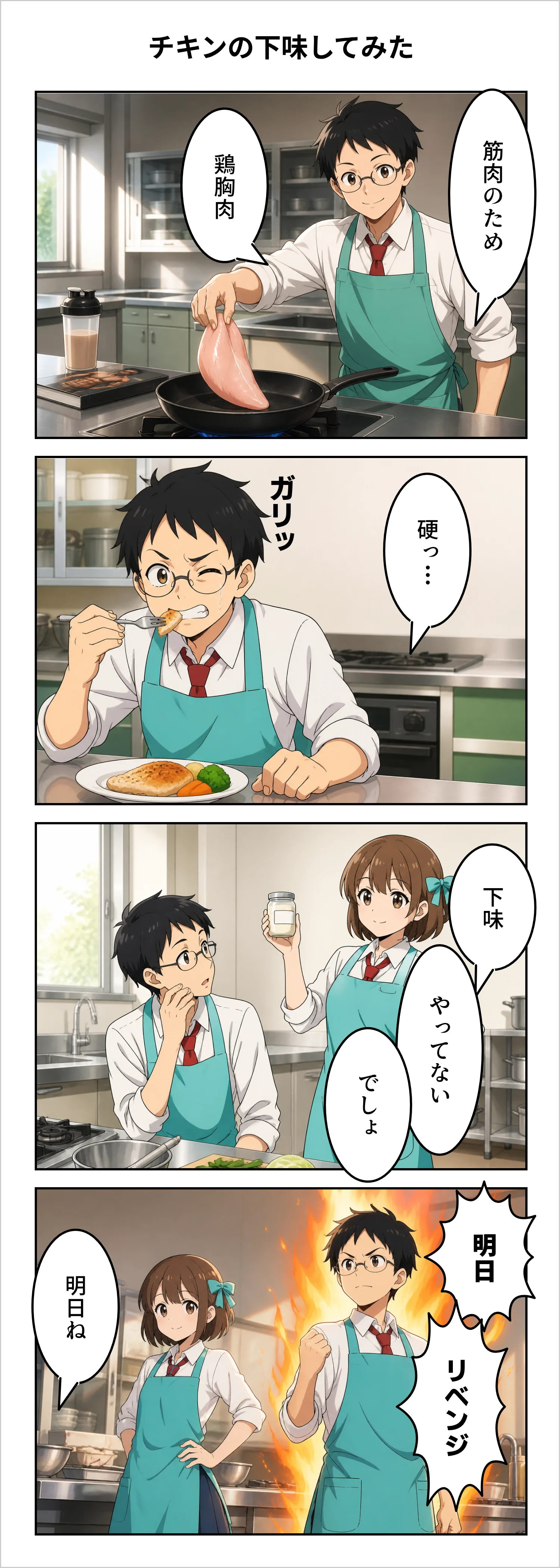 【4コマ】第74話: チキンの下味してみた