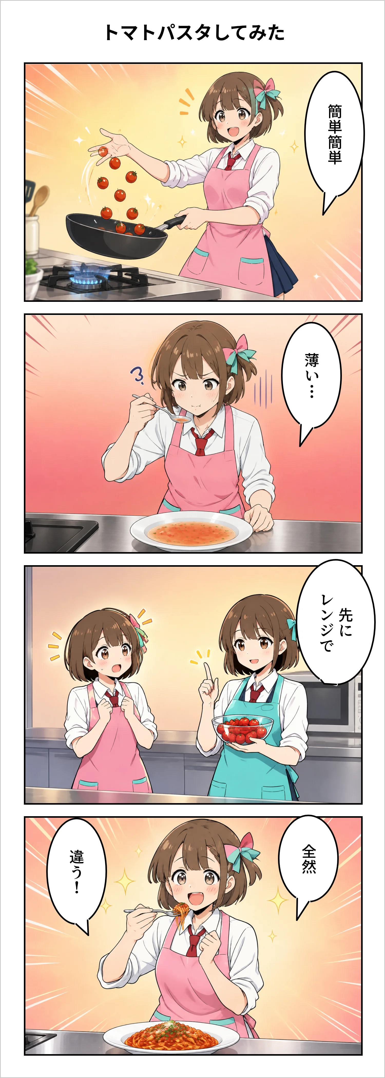 【4コマ】第96話: トマトパスタしてみた