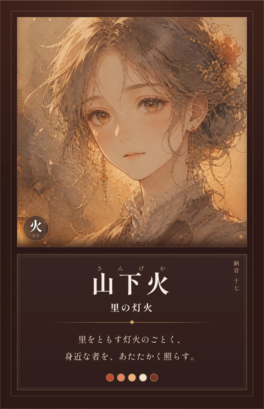 山下火(里の灯火)— 身近を照らす人。手の届く範囲を温かくする生活の明かり。