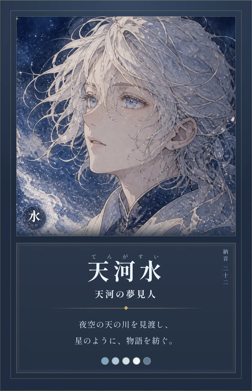天河水(天河の夢見人)— 俯瞰と夢の人。遠くを見渡し、星のように物語を紡ぐ。